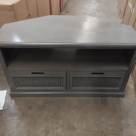 HOMESDIRECT365 WOODEN CORNER TV STAND - GREY