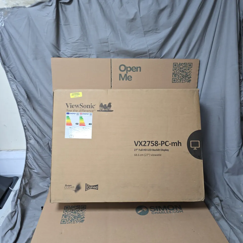 VIEWSONIC VX2758-PC-MH 27 INCH FULL HD LED BACKLIT MONITOR – BOXED - CURVED - DAMAGED SCREEN 