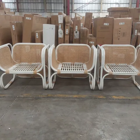 SET OF 3x DESIGNER RATTAN ARMCHAIRS