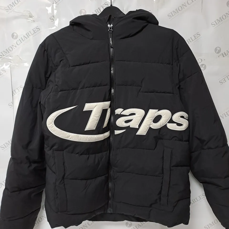 TRAPSTER HOODED PUFFER JACKET IN BLACK SIZE L 