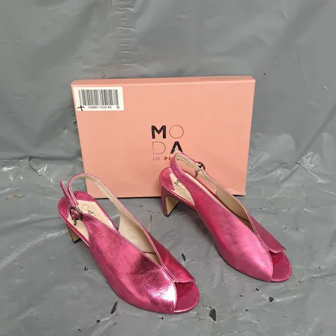 BOXED PAIR OF MODA IN PELLE CHRISSI FUSCHIA DEEP PEEP TOE SLINGBACK HEEL SIZE 39 PINK 