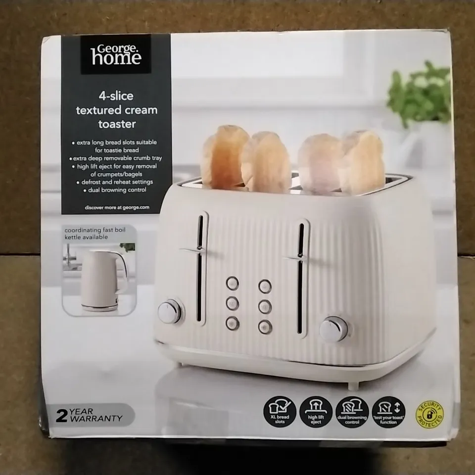 BOXED 4-SLICE TEXTURED CREAM TOASTER 