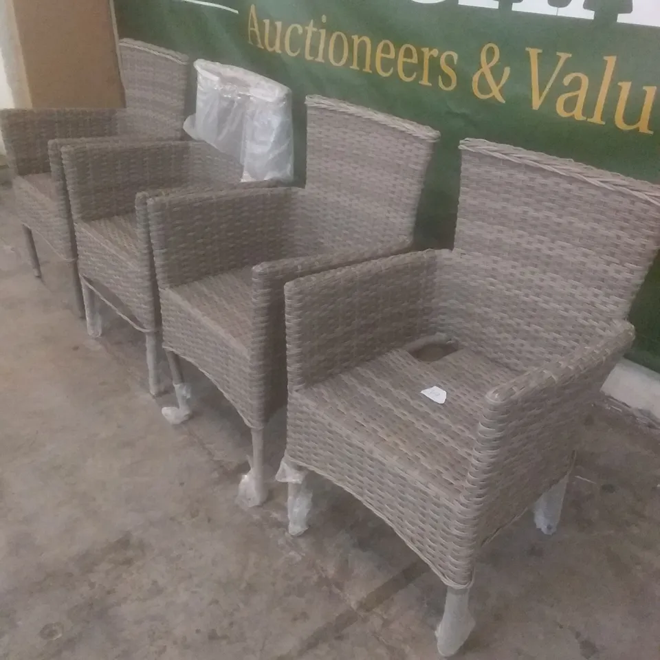 X4 RATTAN EFFECT GARDEN CHAIRS GREY