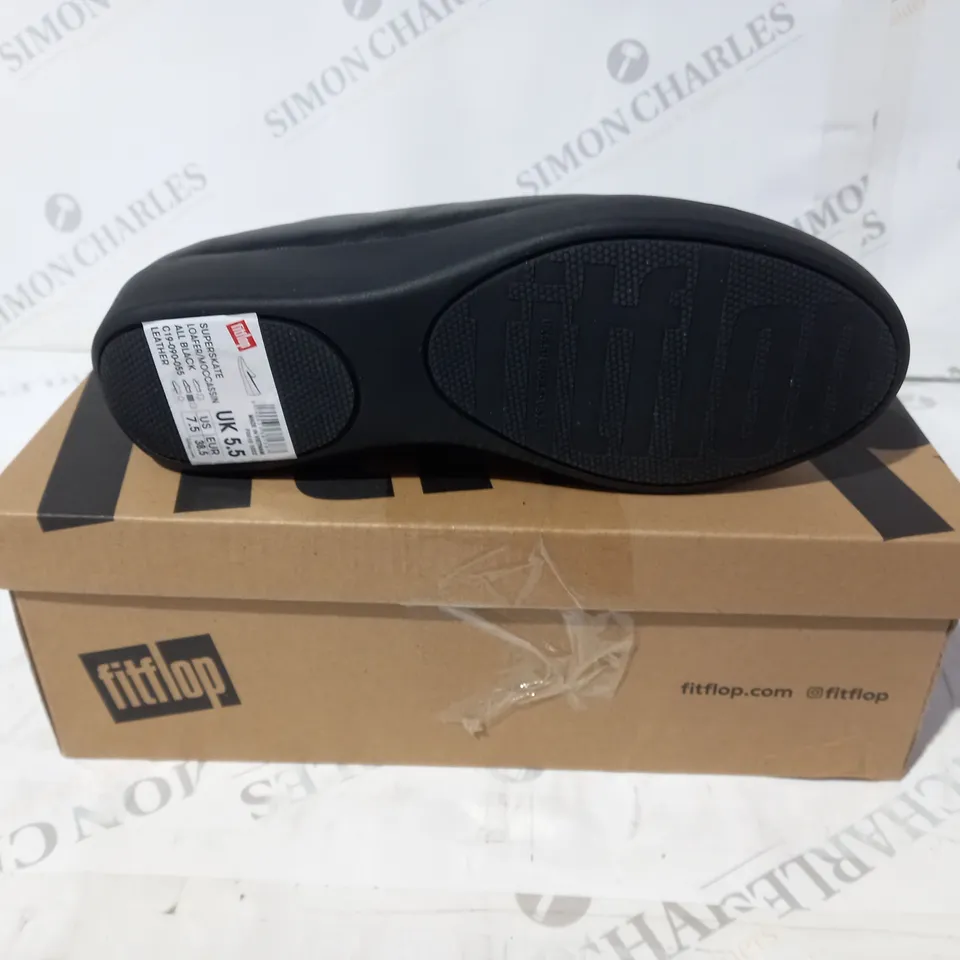 FITFLOP SUPERSKATE LOAFR ALL BLACK LEATHER SIZE 5.5