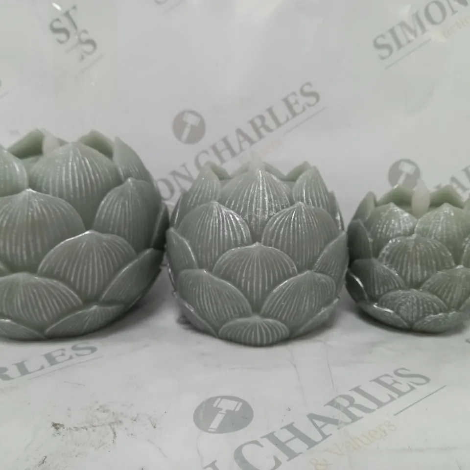 ALISON AT HOME SET OF 3 ARTICHOKE LED CANDLES