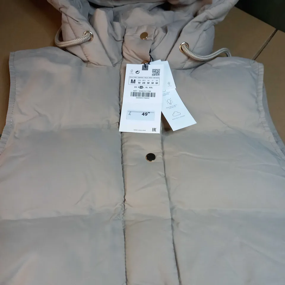 ZARA STONE PADDED/HOODED GILET - MEDIUM