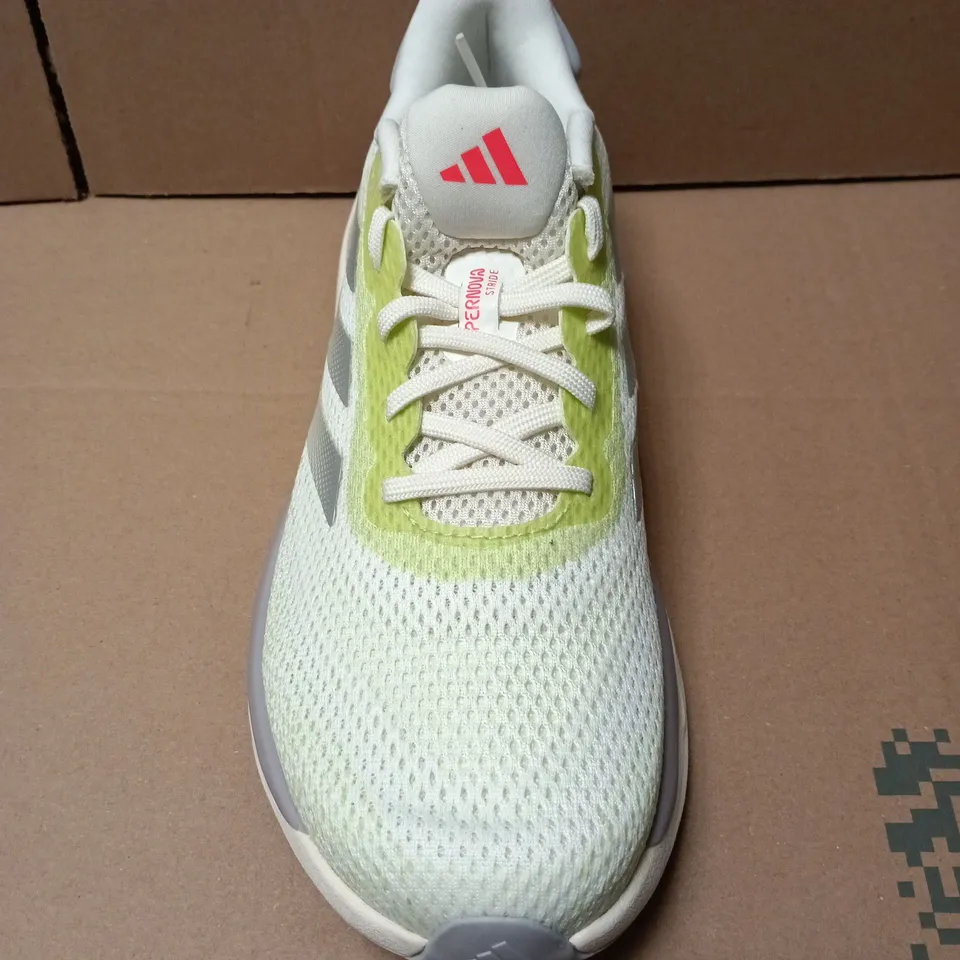 UNBOXED PAIR OF ADIDAS SUPERNOVA STRIPE M TRAINERS IN GREEN/CREAM - UK 7