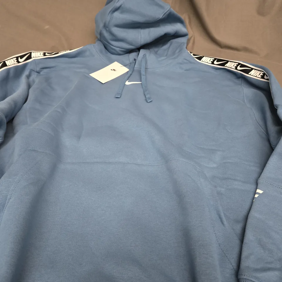 NIKE TAPE FLEECE HOODIE IN BLUE - XXL