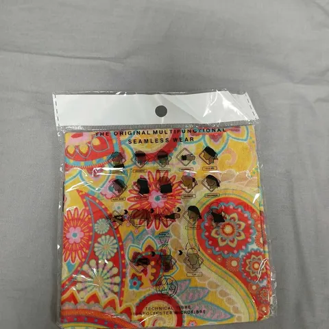 BOX OF APPROXIMATELY 90 THE ORIGINAL MULTIFUNCTIONAL SEAMLESS WEAR - YELLOW MULTI