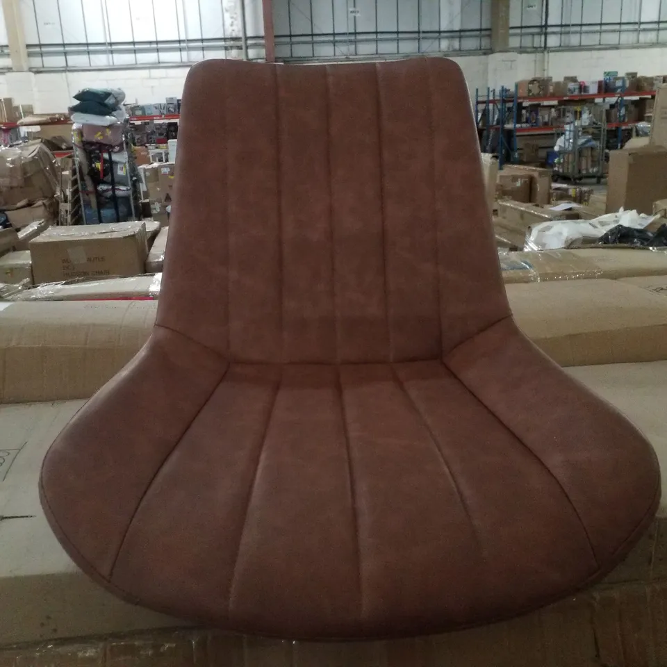 BOXED SET OF 2 BROWN FAUX LEATHER DINING CHAIRS 