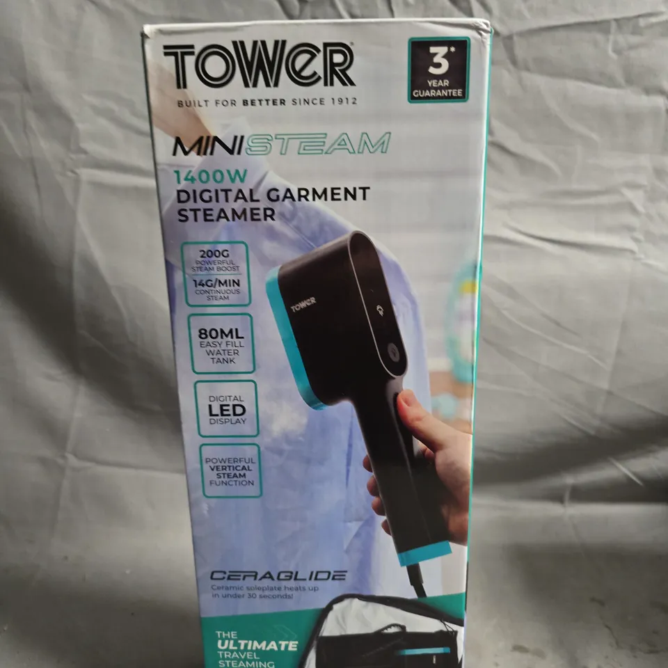 TOWER MINI STEAM 1400W DIGITAL GARMENT STEAMER – BOXED