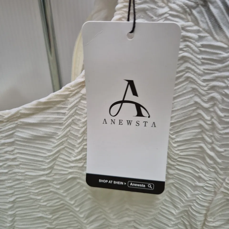 ANEWSTA BY SHEIN WHITE TEXTURED DRESS, UK 10 (EU 38)
