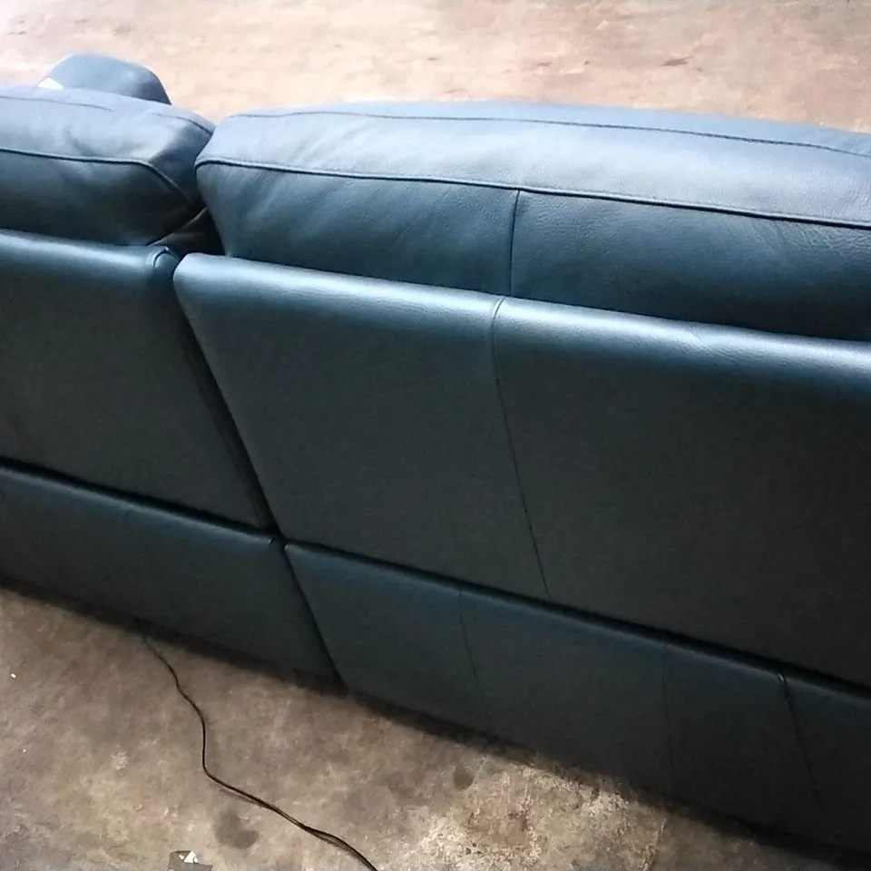 QUALITY ITALIAN DESIGNER AVOLA POWER RECLINER SOFA IN ELECTRIC BLUE LEATHER