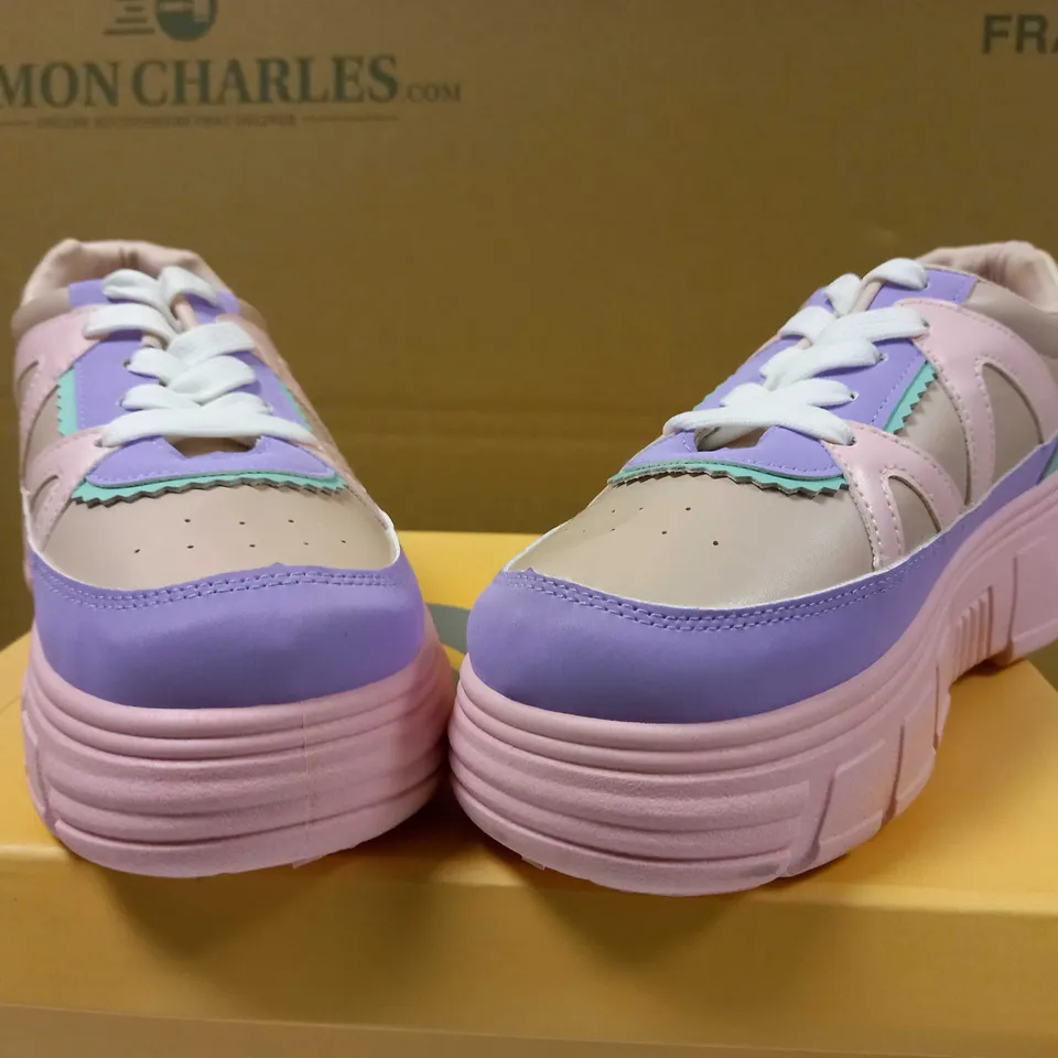 KOI PINK/MULTI PLATFORM VEGAN TRAINERS - SIZE 4
