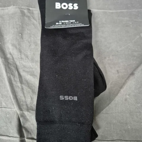 Hugo Boss Socks – Black, 2 Pairs, UK 5–8.5