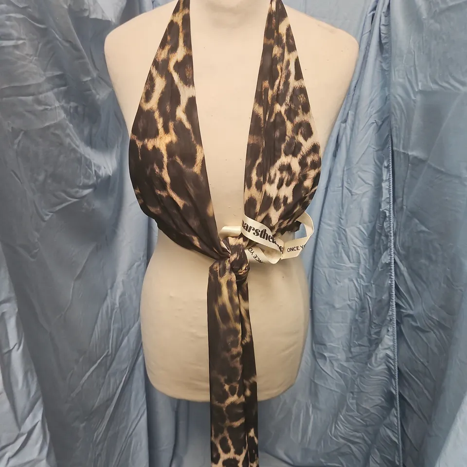 MARS THE LABEL LEOPARD PRINT HALTERNECK TOP – UK SIZE 8