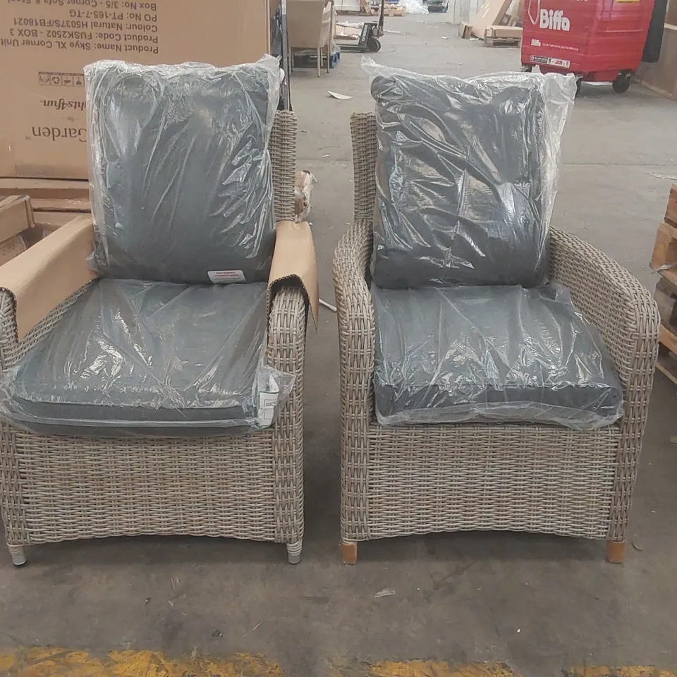 SET OF 2 TRUGARDEN RATTAN GARDEN ARMCHAIRS