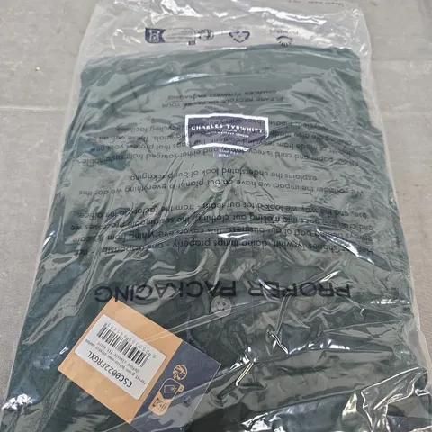 CHARLES TYRWHITT FOREST GREEN BUTTON-DOWN OXFORD SHIRT β STRETCH, CLASSIC FIT, SIZE XL