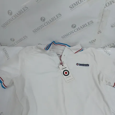 LAMBRETTA TWIN TIPPED POLO IN WHITE - M