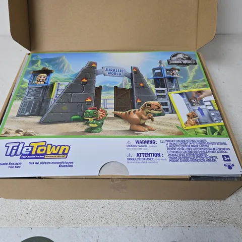 TELETOWN GATE ESCAPE TILE SET – JURASSIC WORLD MAGNETIC TILES (BOXED)
