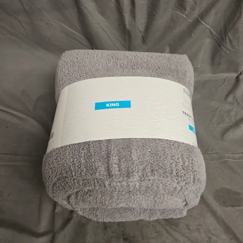 SUPER SNUGGLY TEDDY FLEECE DUVET SET IN GREY SIZE KING