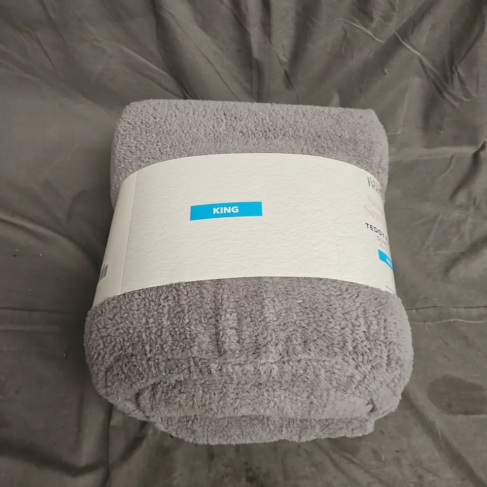 SUPER SNUGGLY TEDDY FLEECE DUVET SET IN GREY SIZE KING