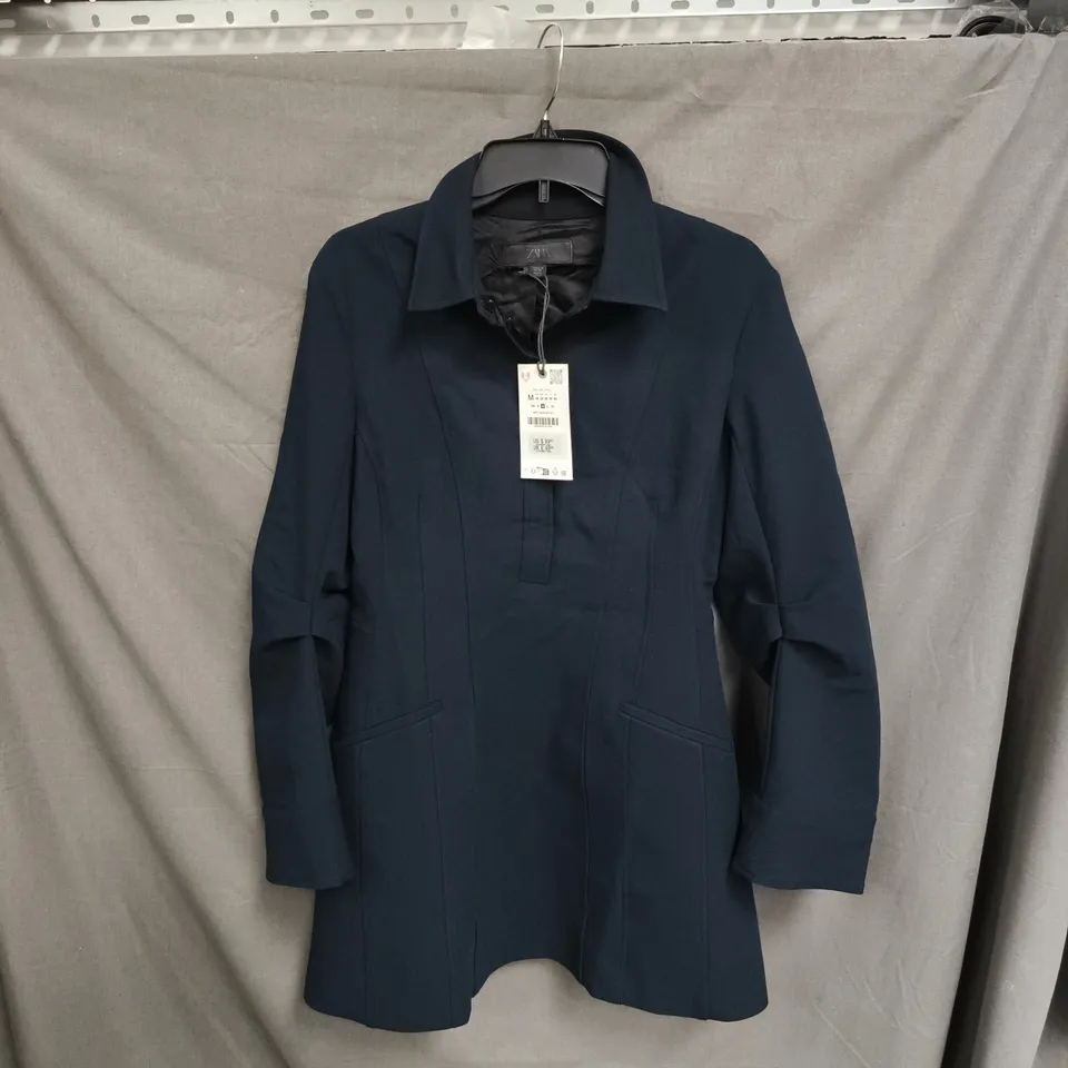 ZARA NAVY COAT – WOMEN’S, SIZE M