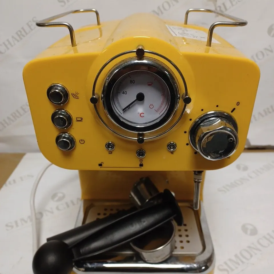 SWAN RETRO PUMP ESPRESSO COFFEE MACHINE - YELLOW