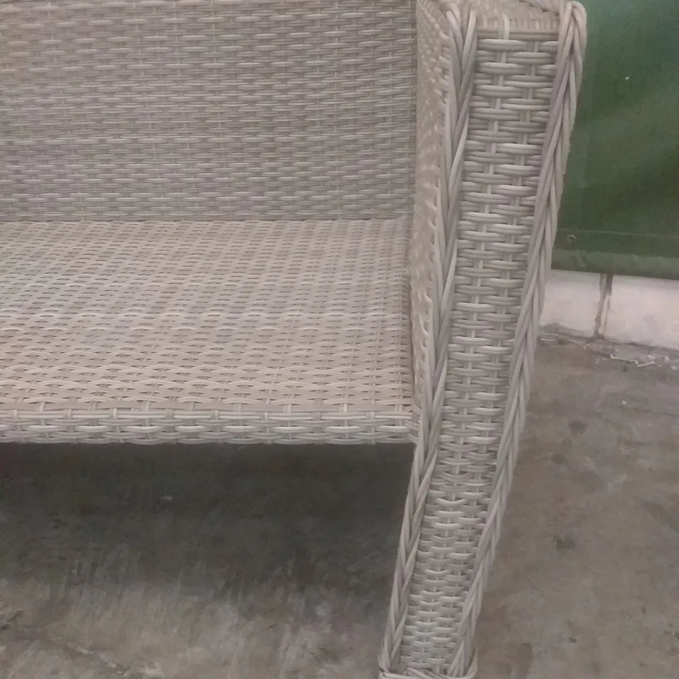 RATTAN EFFECT 2 SEATER GARDEN SOFA GREY