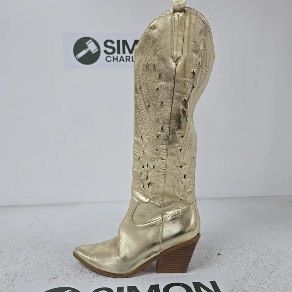 EGO WOMEN'S UK 6 METALLIC GOLD WESTERN BOOT – MISTY (MISTY) – MAN MADE MATERIALS