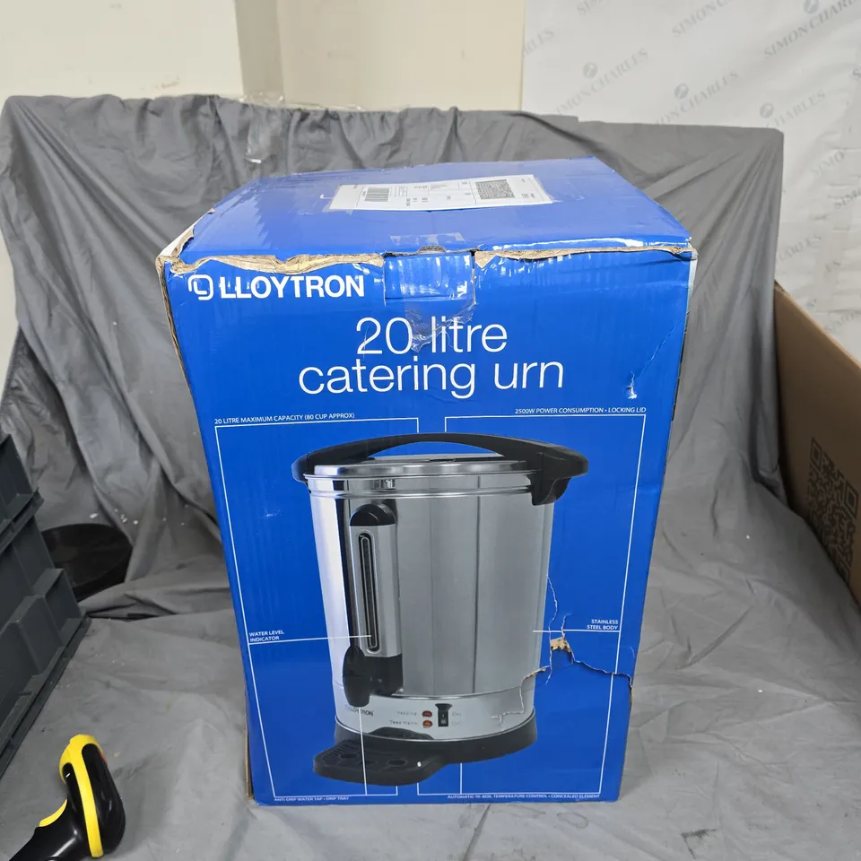 LLOYTRON 20-LITRE CATERING URN – STAINLESS STEEL (BOXED)