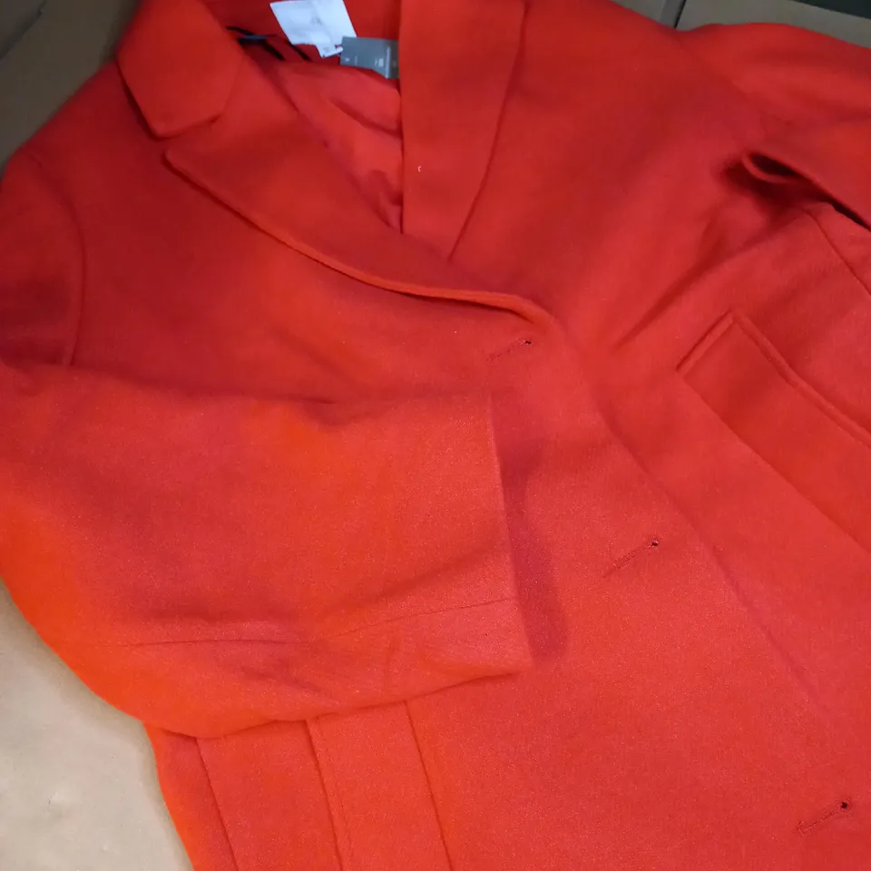 H&M VIBRANT ORANGE WOOL LOOK OVERCOAT - LARGE