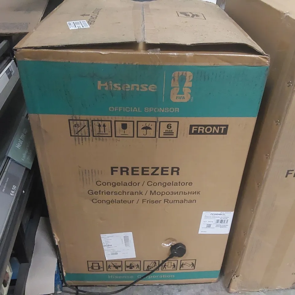 BOXED HISENSE FV105D4BC21 UNDERCOUNTER FREEZER - STAINLESS STEEL LOOK