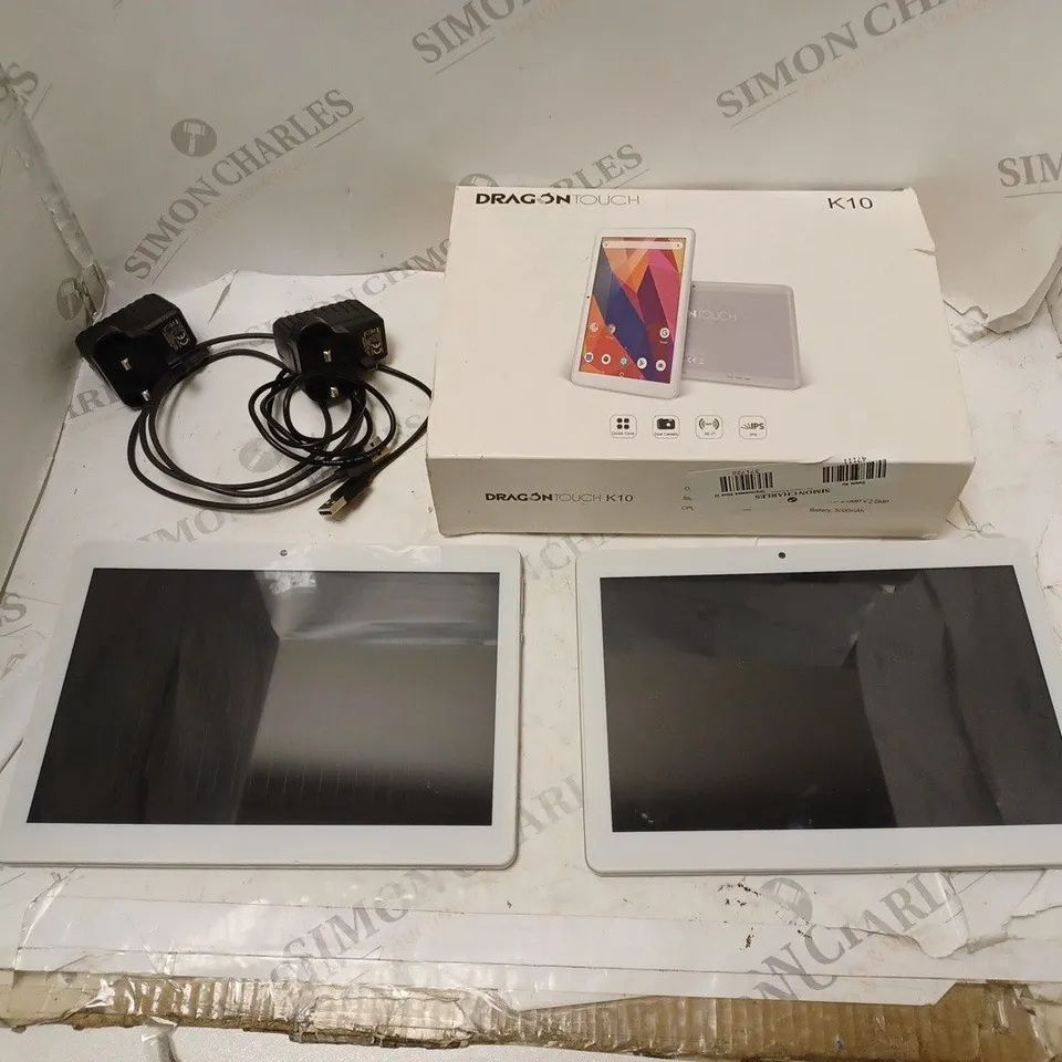 BOXED DRAGON TOUCH K10 TABLETS AND ACCESSORIES 