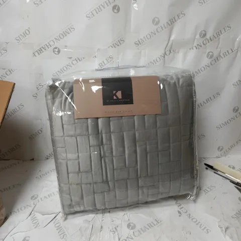 K BY KELLY HOPPEN LUXURY VELVET REVERSIBLE FILLED BEDSPREAD SILVER DOUBLE