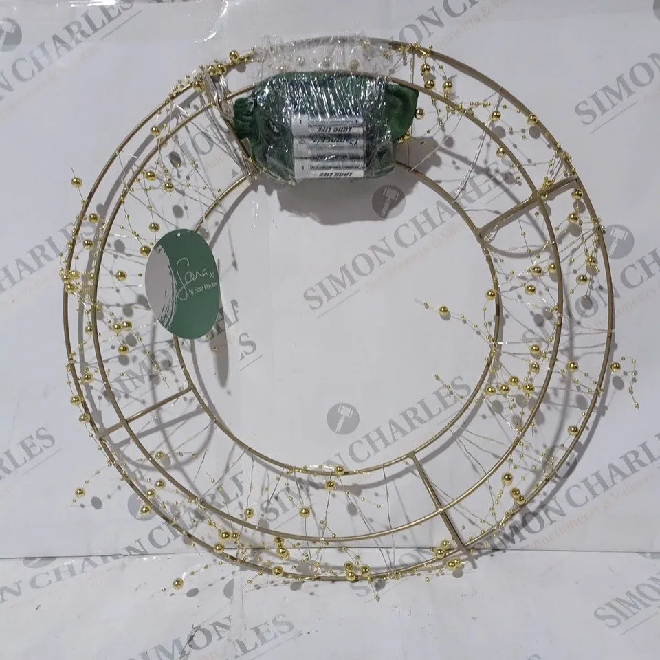 SARA DAVIES PRE-LIT GOLDEN WREATH