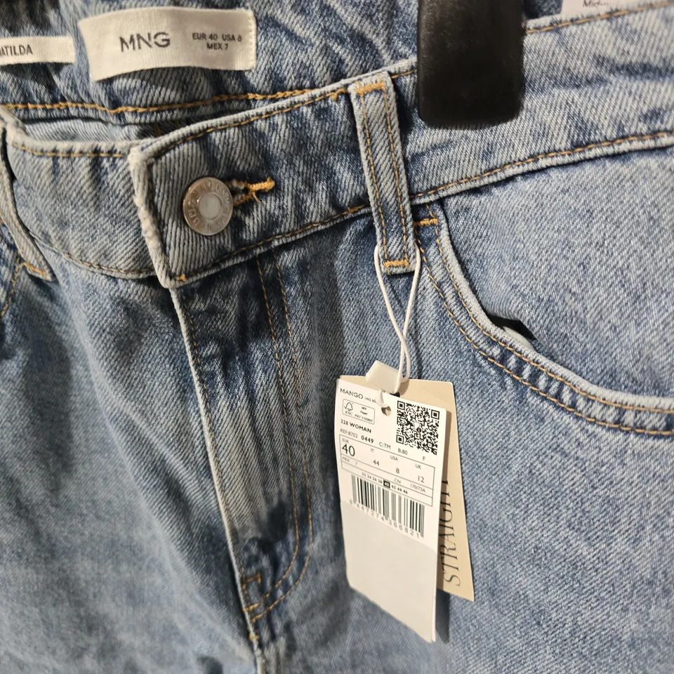 MANGO JEANS – WOMEN'S STRAIGHT LEG, LIGHT WASH, UK 12 (EU 40)