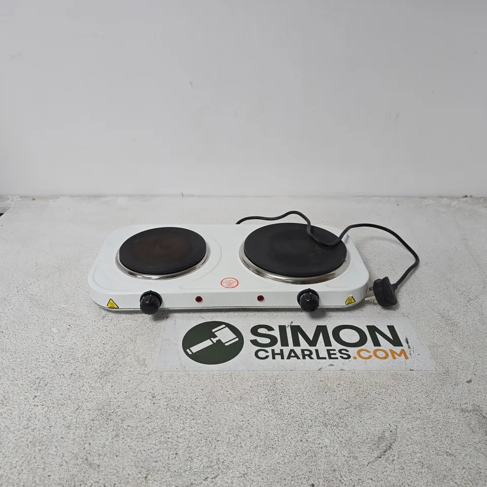 PORTABLE ELECTRIC DOUBLE HOT PLATE – WHITE, 2-BURNER UNBOXED