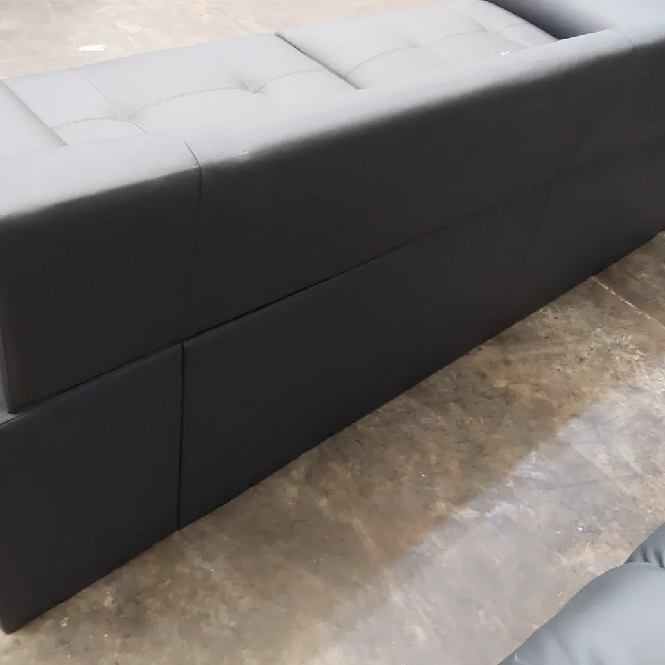 DESIGNER THREE SEATER SOFA GREY LEATHER 