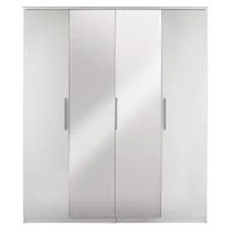 BOXED GRADE 1 PRAGUE WHITE GLOSS 4-DOOR WARDROBE (5 BOXES)