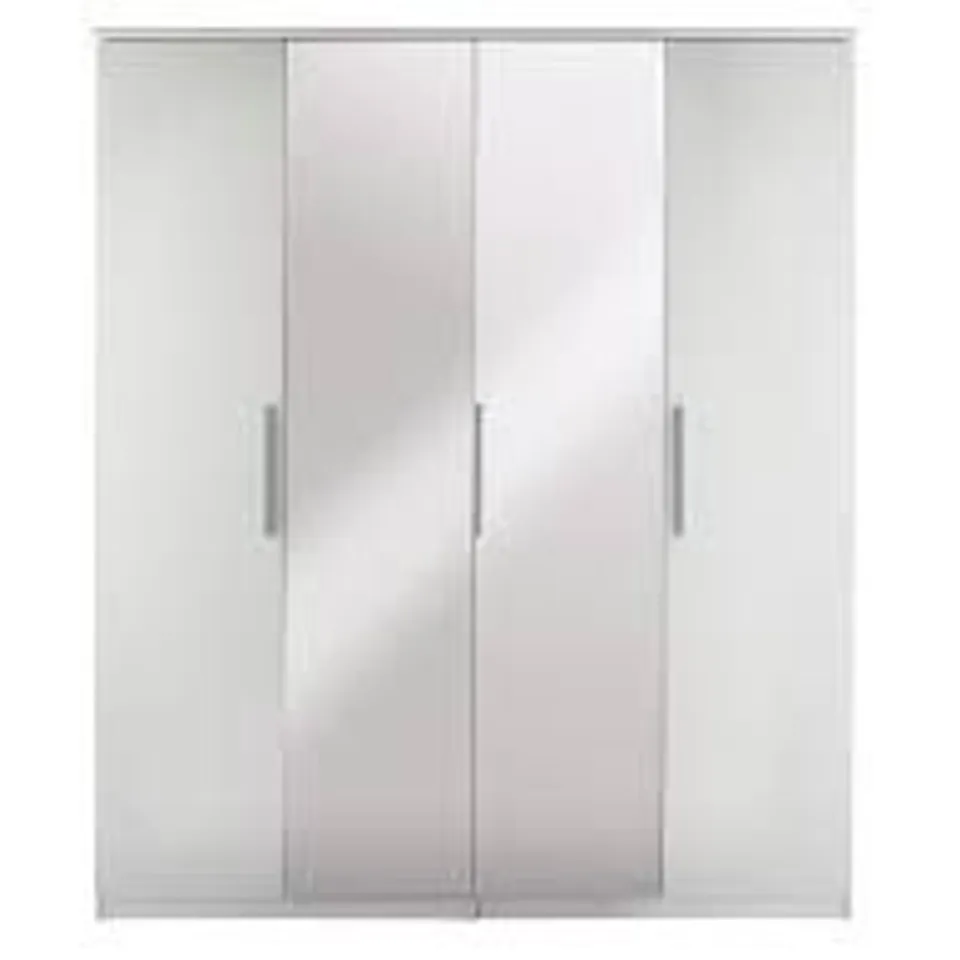 BOXED GRADE 1 PRAGUE WHITE GLOSS 4-DOOR WARDROBE (5 BOXES)