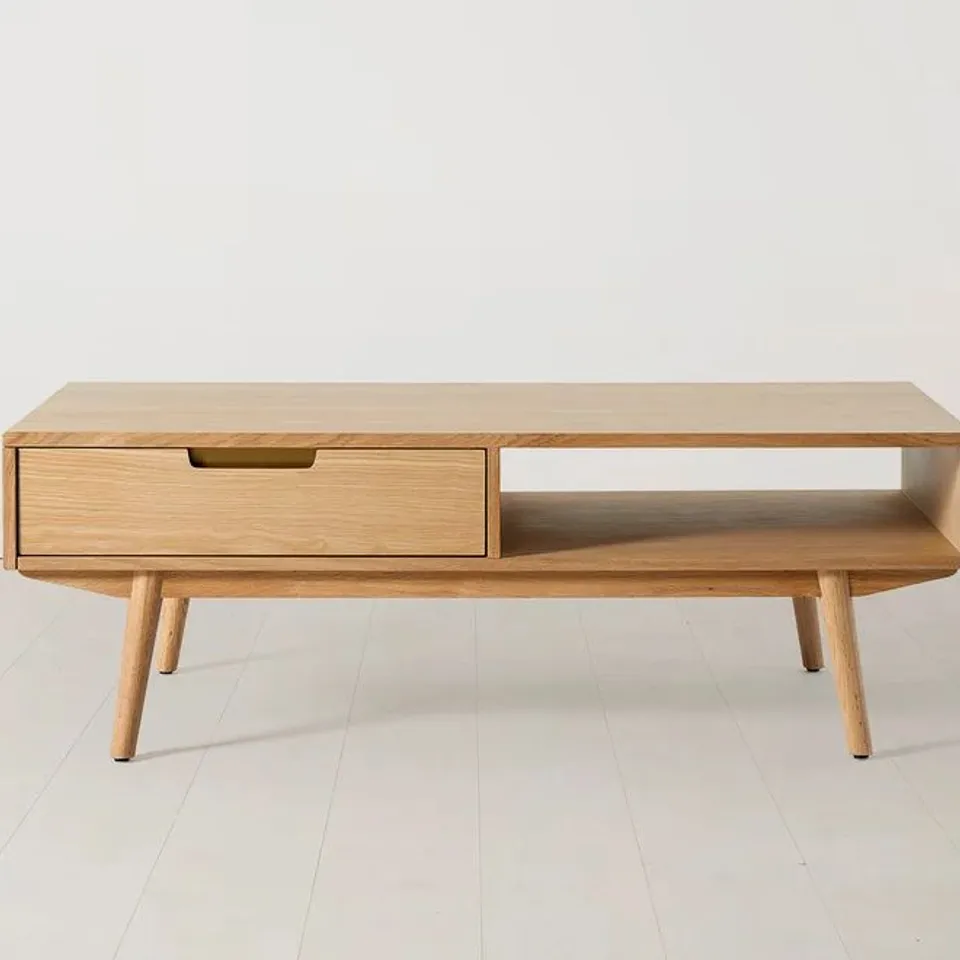 BOXED SWYFT 2 DRAWER WITH SHELF COFFEE TABLE 01 - OAK