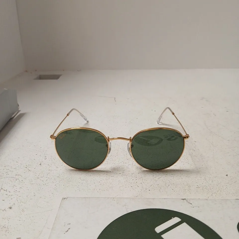 RAY-BAN ROUND METAL SUNGLASSES – GOLD FRAME, GREEN LENSES (RB3447)