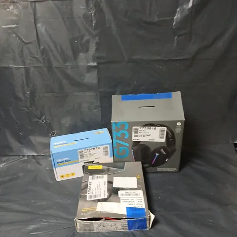 APPROXIMATELY 10 ASSORTED HEAVILY USED ELECTRICAL PRODUCTS TO INCLUDE LOGITECH G733 HEADSET, RING DASH CAM, JABRA EVOLVE 65, ETC