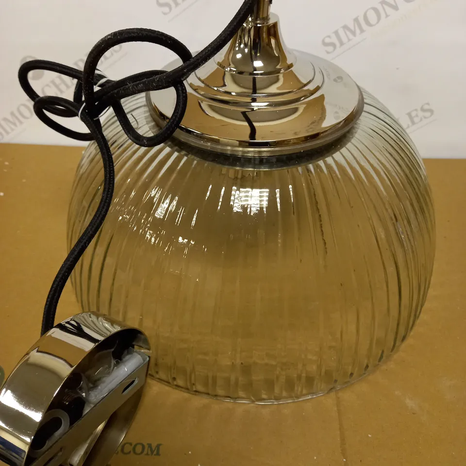 DAR LIGHTING YAMBOL PENDANT POLISHED NICKEL CLEAR GLASS LIGHT FIXTURE