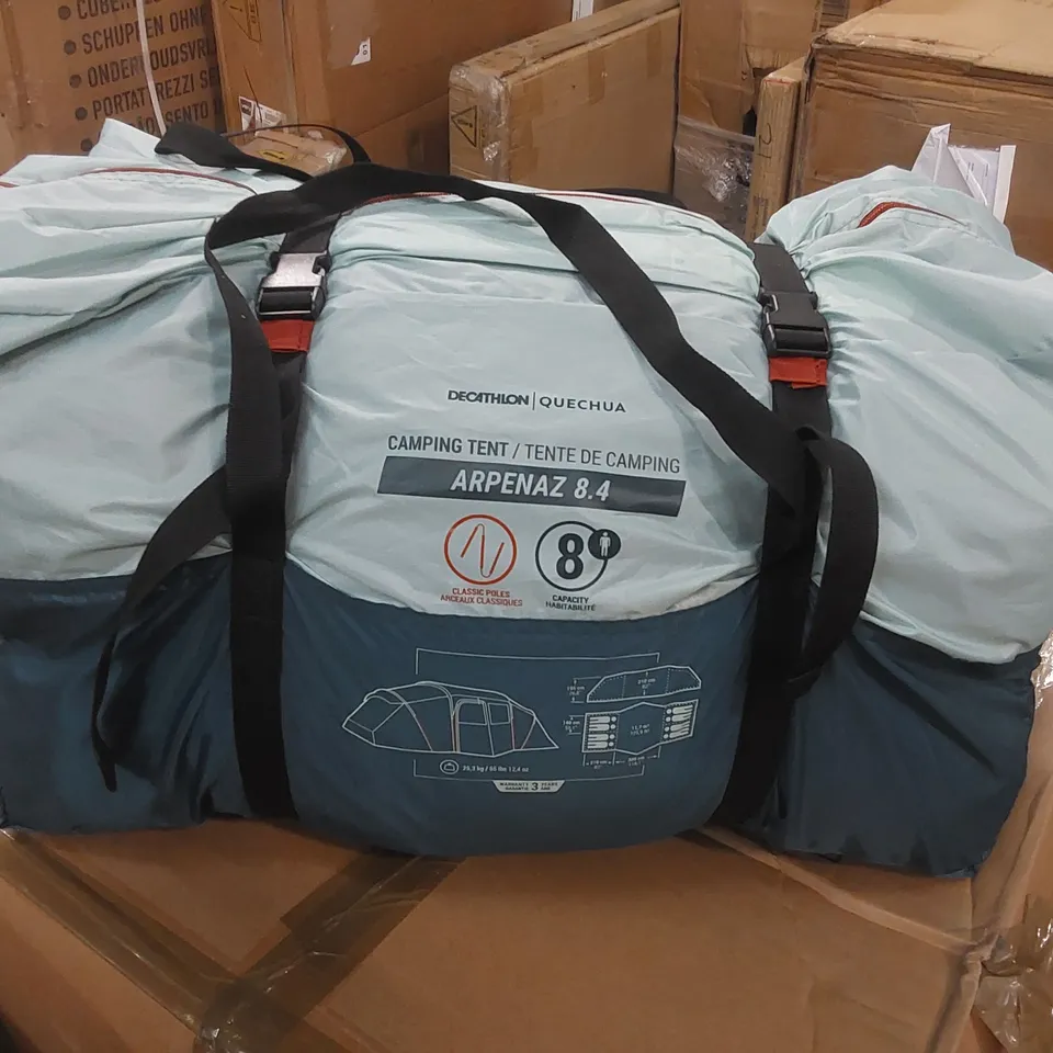 BOXED DECATHLON CAMPING TENT WITH POLES ARPENAZ 8.4 - 8 PERSON - 4 BEDROOMS