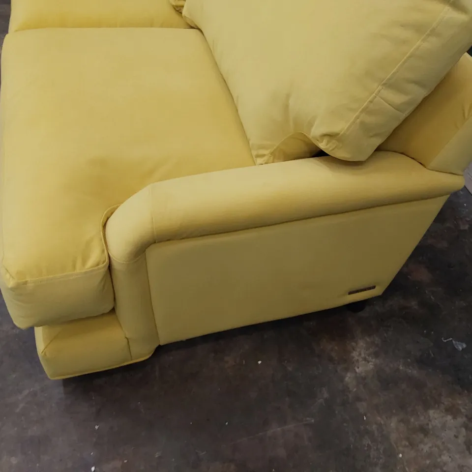 QUALITY BRITISH DESIGNER LOUNGE Co. PERIOD STYLR THREE SEATER SOFA SUNBURSH YELLOW PLUSH FABRIC 