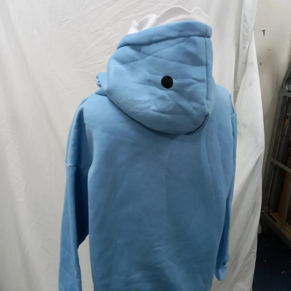 BLUE SHARK JUMPER WITH TEETH ON HOOD 