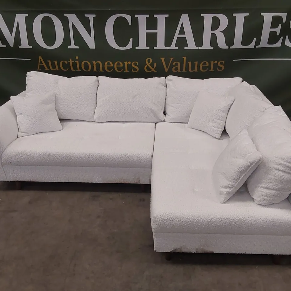 RUNE FABRIC CORNER SOFA - CREAM RRP £1099