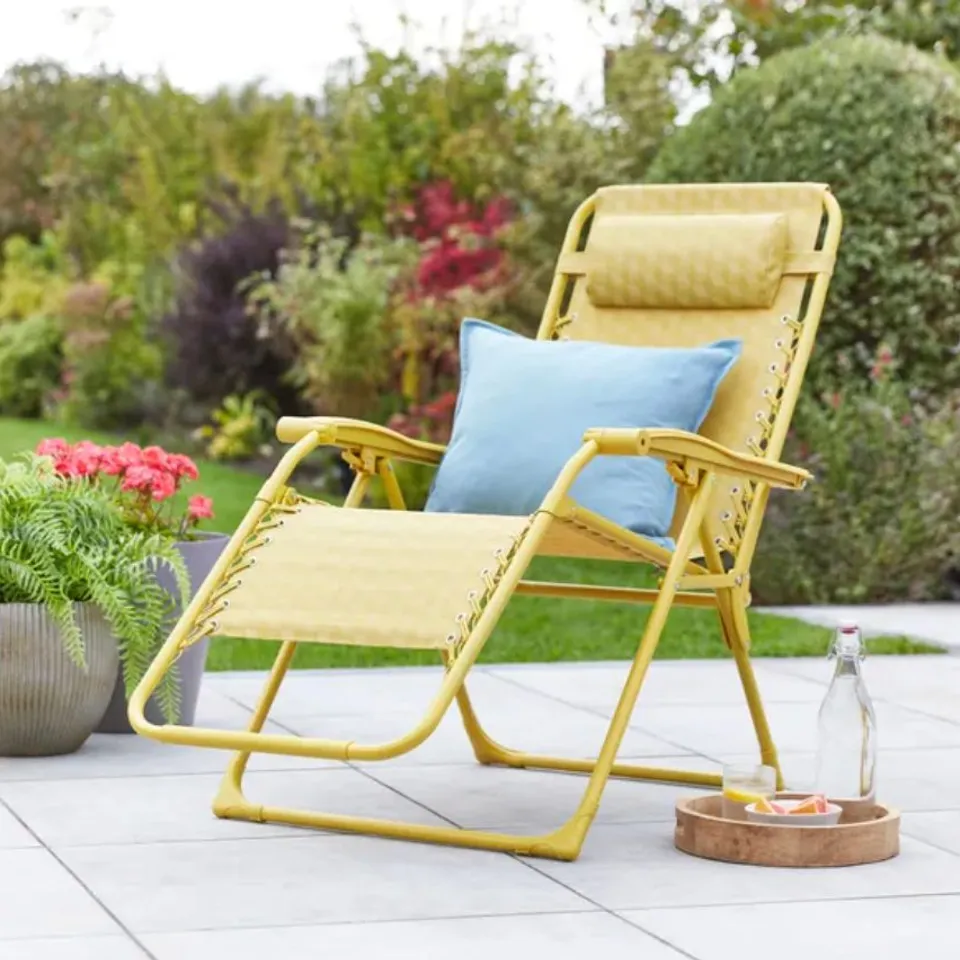 BOXED HELSINKI RECLINING SUN LOUNGER CHAIR - OCHRE (1 BOX)